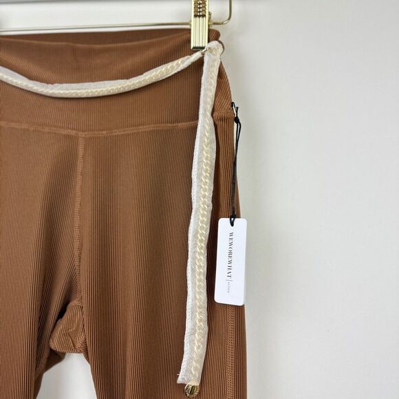 WeWoreWhat Chain High Rise Legging Ribbed Brown Stretch Athleisure Small NWT - Picture 7 of 12
